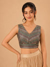 Brocade Multi Matching Lines Blouse