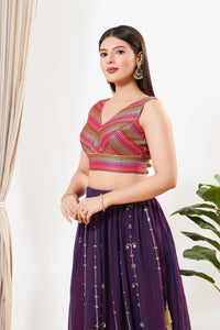 Brocade Multi Matching Lines Blouse