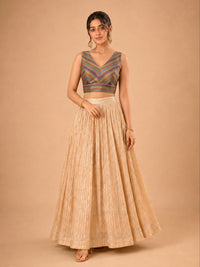 Brocade Multi Matching Lines Blouse