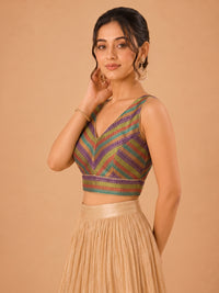 Brocade Multi Matching Lines Blouse