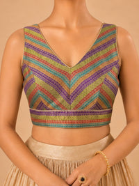 Brocade Multi Matching Lines Blouse