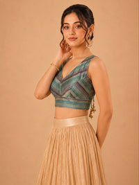 Brocade Multi Matching Lines Blouse