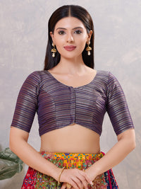 Tissue Striped Paan Neck Blouse