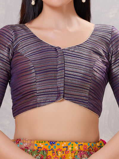 Tissue Striped Paan Neck Blouse