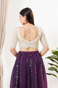 Tissue Striped Paan Neck Blouse