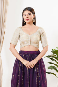 Tissue Striped Paan Neck Blouse