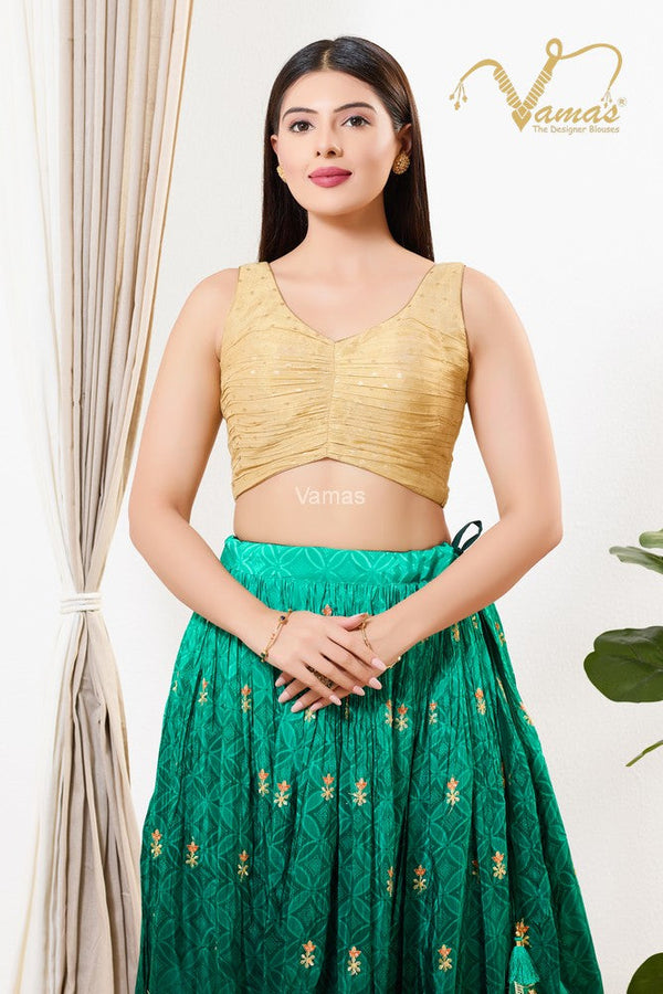 Vamas Women's Tissue Padded Back Open Sleeveless Saree Blouse ( X-1263.NS )