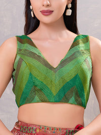 Tissue Stripe Zigzag Pattern Sleeveless Blouse