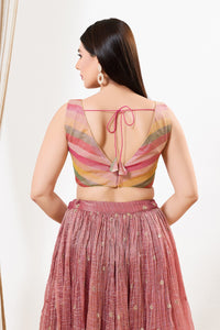 Tissue Stripe Zigzag Pattern Sleveless Blouse