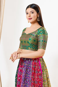 Diamond Brocade Multi Sweetheart Neck Blouse