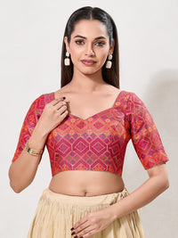 Diamond Brocade Multi Sweetheart Neck Blouse