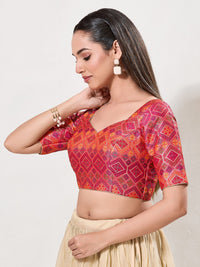 Diamond Brocade Multi Sweetheart Neck Blouse
