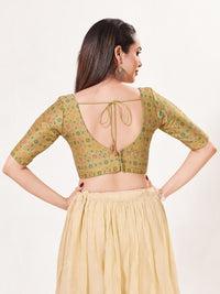 Jaquard Weaved V Neck Patcg Blouse