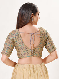 Jaquard Weaved V Neck Patcg Blouse