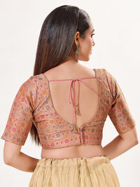 Jaquard Weaved V Neck Patcg Blouse