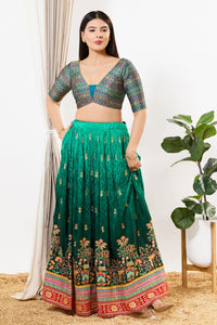 Jaquard Weaved V Neck Patcg Blouse