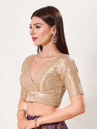 Overlap Pattern Brocade Yoke Blouse