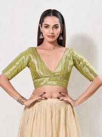 Overlap Pattern Brocade Yoke Blouse