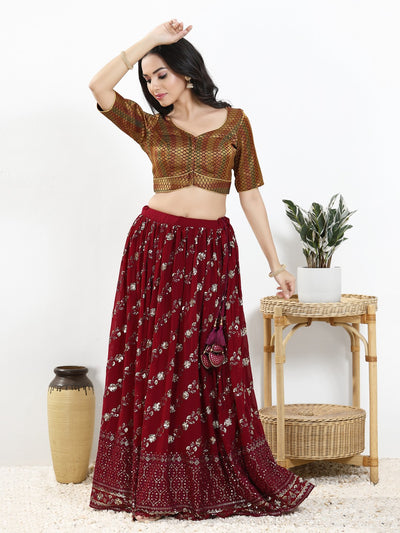 Multi Brocade Butti With Yoke Blouse