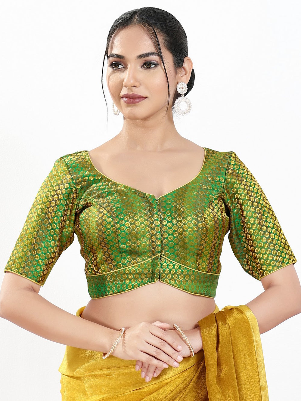 Multi Brocade Butti With Yoke Blouse