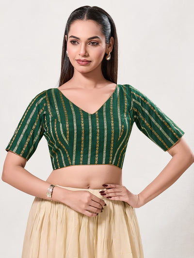 Copper Zari Lines V Neck Blouse