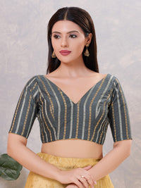 Copper Zari Lines V Neck Blouse