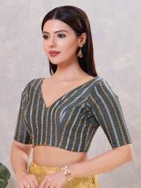 Copper Zari Lines V Neck Blouse