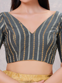 Copper Zari Lines V Neck Blouse