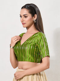 Copper Zari Lines V Neck Blouse