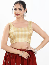 Metallic Multi Round Neck Sleeveless Blouse