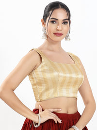 Metallic Multi Round Neck Sleeveless Blouse