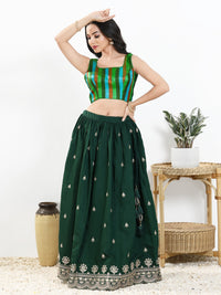 Metallic Multi Round Neck Sleeveless Blouse
