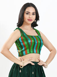Metallic Multi Round Neck Sleeveless Blouse
