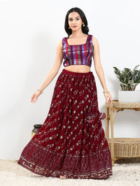 Metallic Multi Round Neck Sleeveless Blouse