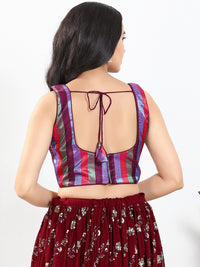 Metallic Multi Round Neck Sleeveless Blouse