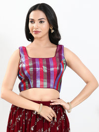 Metallic Multi Round Neck Sleeveless Blouse
