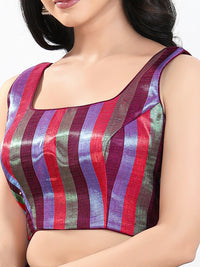 Metallic Multi Round Neck Sleeveless Blouse