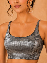 Velvet Sleveless Round Neck Blouse