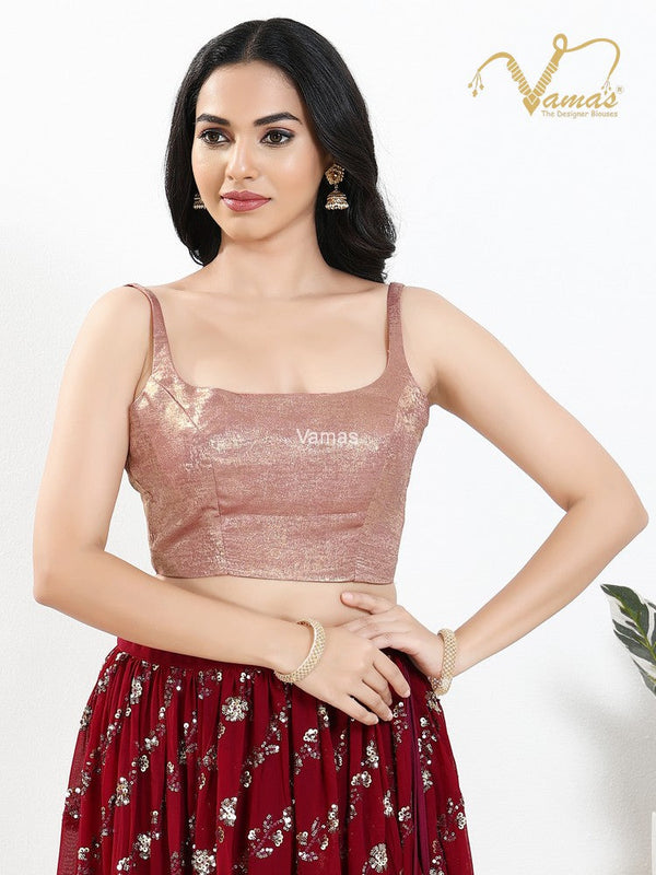 Vamas Women's Velvet Padded Back Open Sleeveless Saree Blouse ( X-1282.NS )