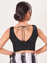 Gajji Silk Essential V Neck Sleeveless Blouse
