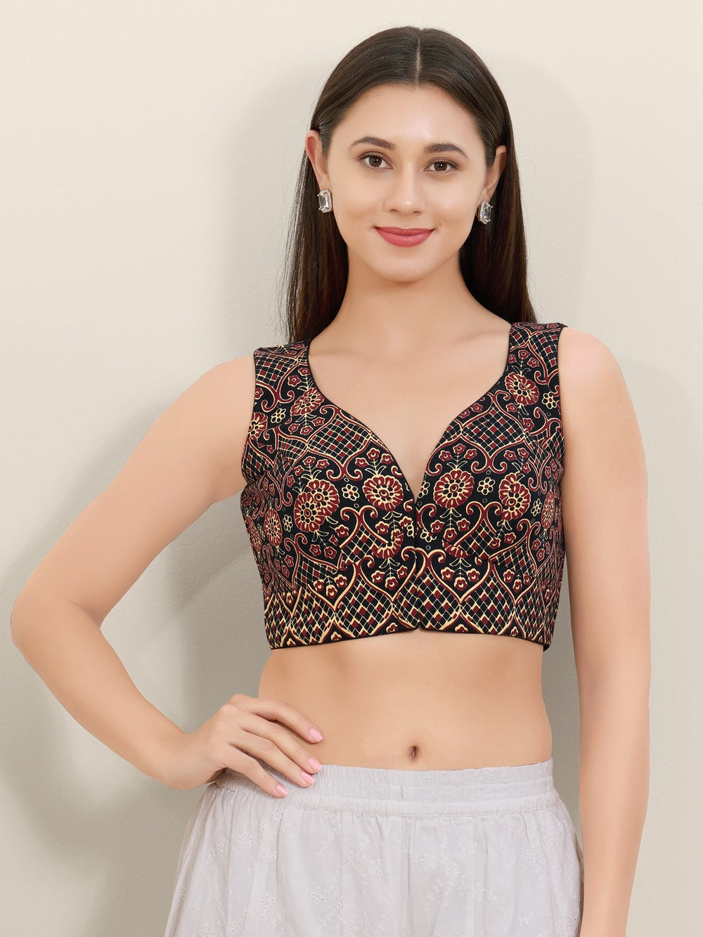 Cotton High Neck Blouse