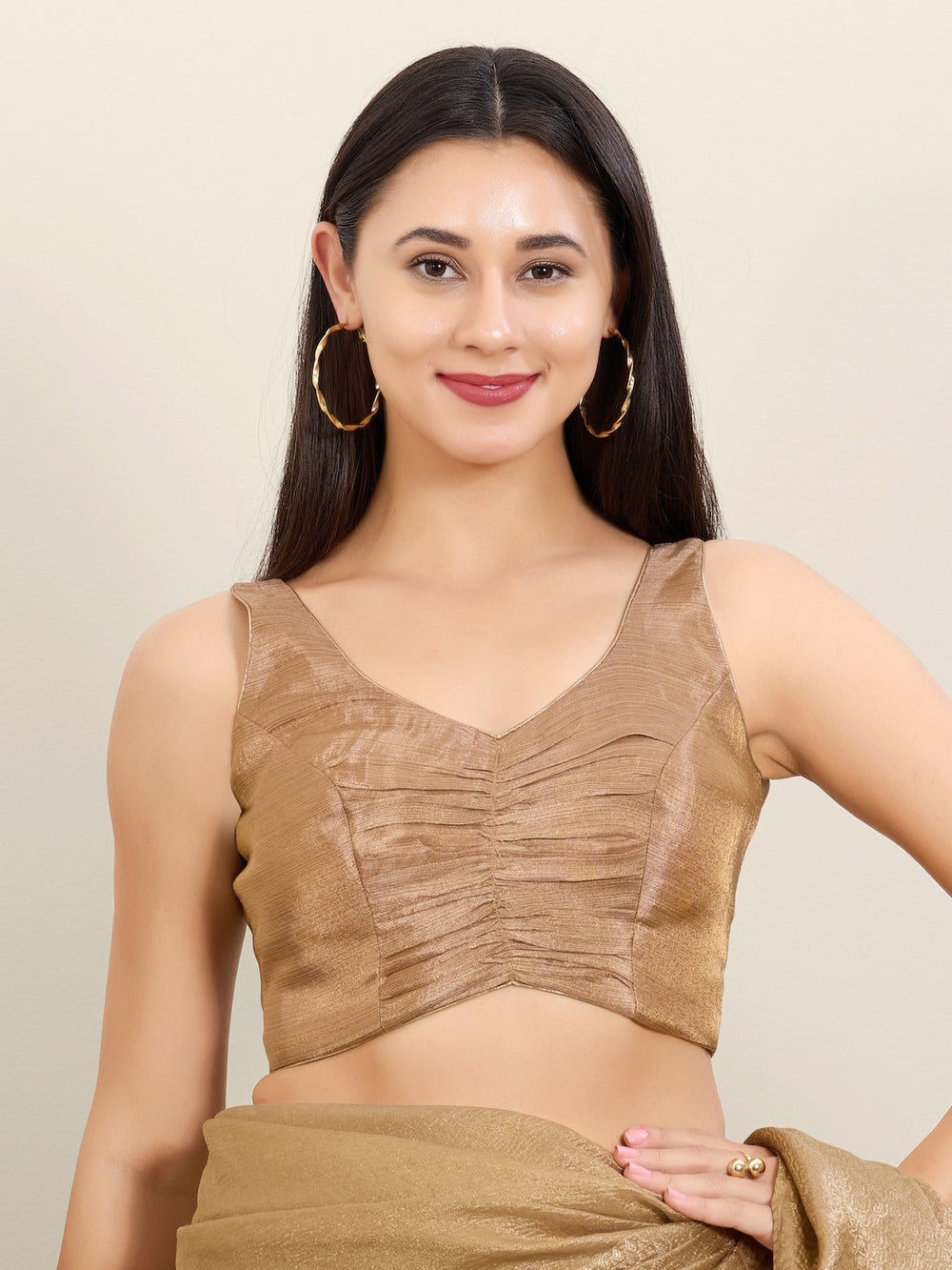 Copper Tissue Rouching Blouse