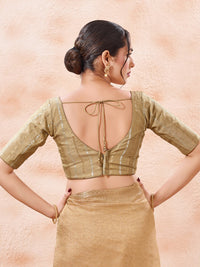 Stripe Brocade V Neck Blouse