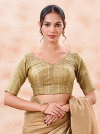 Stripe Brocade V Neck Blouse