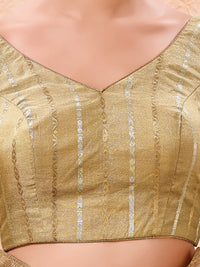 Stripe Brocade V Neck Blouse