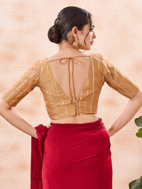 Stripe Brocade V Neck Blouse