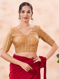 Stripe Brocade V Neck Blouse