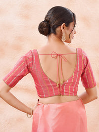 Stripe Brocade V Neck Blouse