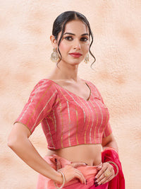 Stripe Brocade V Neck Blouse