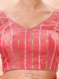 Stripe Brocade V Neck Blouse